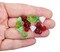 Flower Charms in Christmas Colors, 15 pieces, Glass Flower Bead Dangles in Green & Red, MM5-04 Adorabilities
